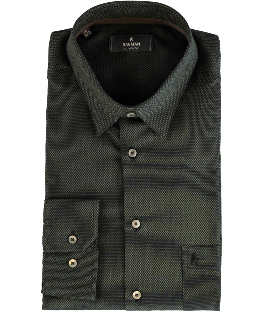 RAGMAN | Onlineshop | Langarm Hemd Dunkelgrün-039 | L | Herrenmode online kaufen!