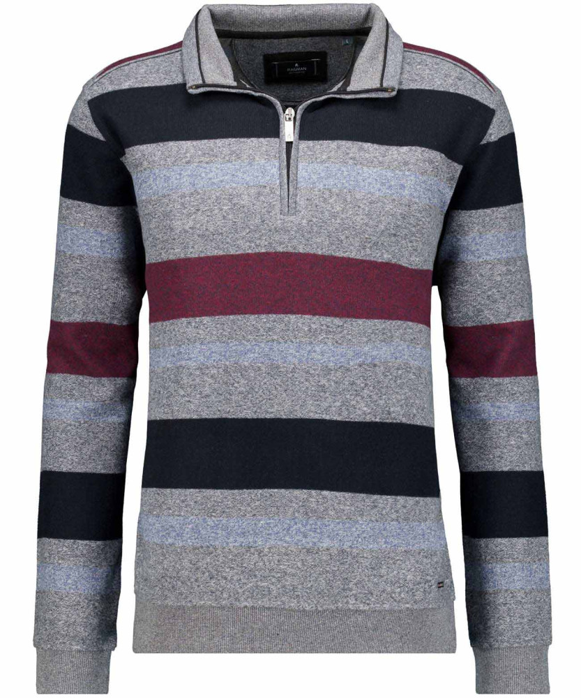 Sweatshirt mit Troyer-Kragen, gestreift