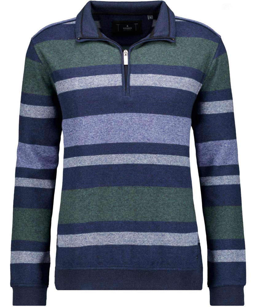 Sweater with troyer collar, striped