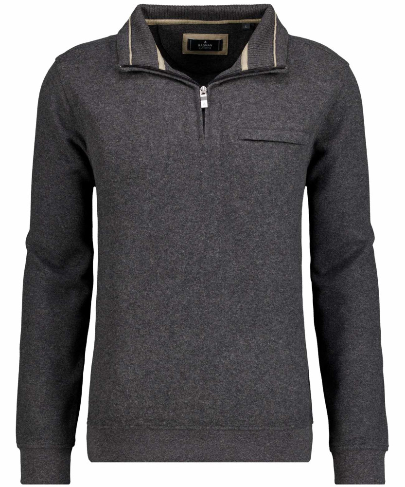 Sweatshirt mit Troyer-Kragen und Brusttasche