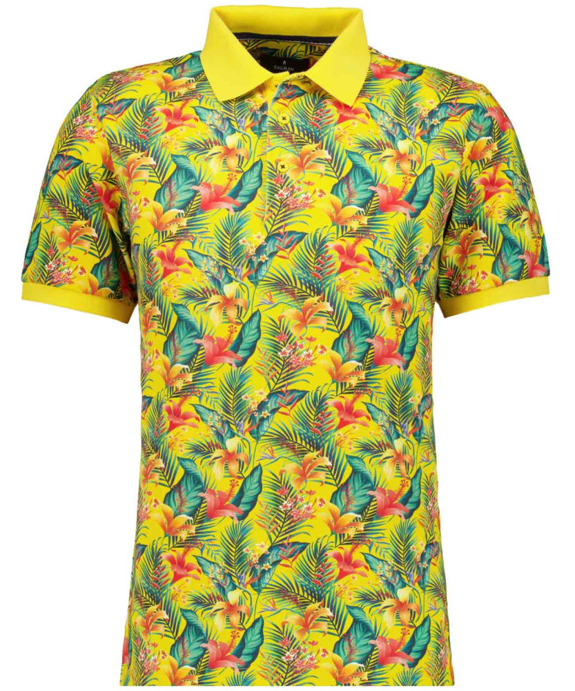 Piqué polohsirt with allover print