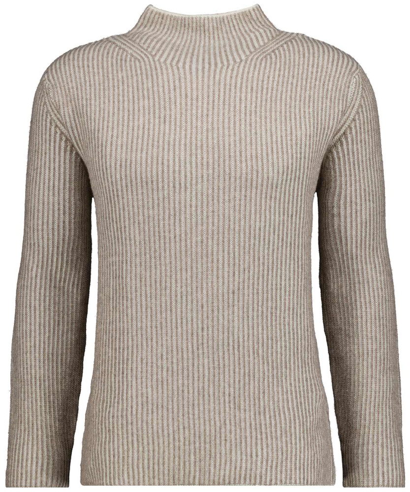 Knitted pullover with stand up collar, bicolour