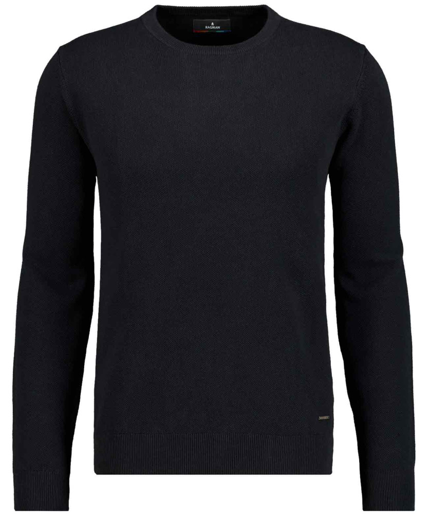 Knitted pullover round neck, with ricecorn optic