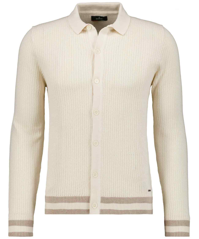 Cardigan with polo collar and tipping