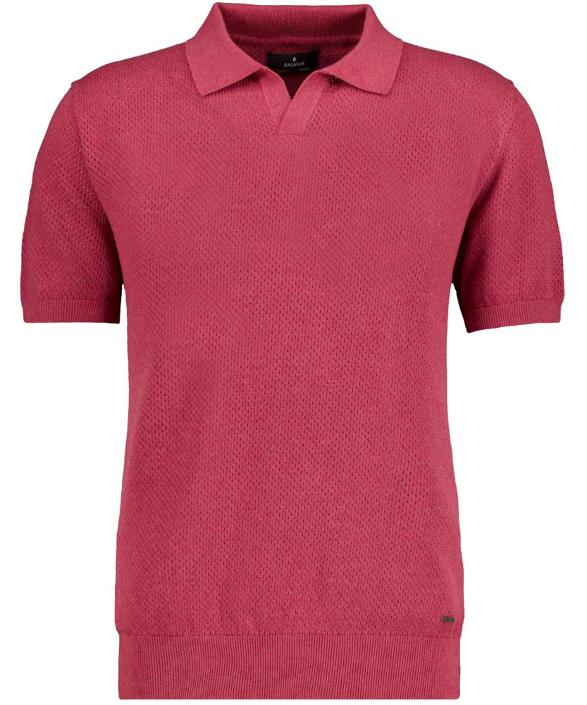 Knitted pullover with resort collar, short sleeve