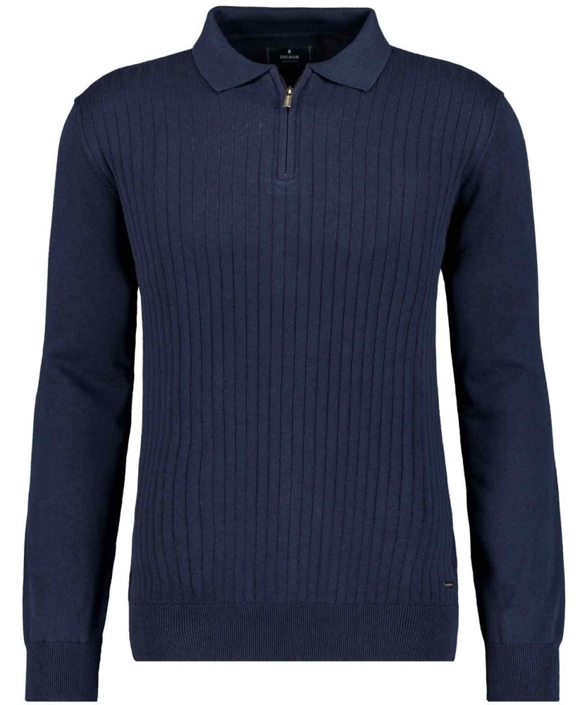 Knitted pullover with polo collar
