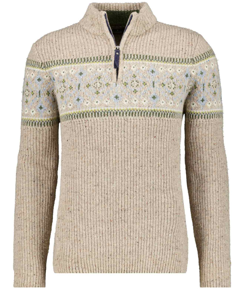 Knitted pullover with troyer collar, jacquard