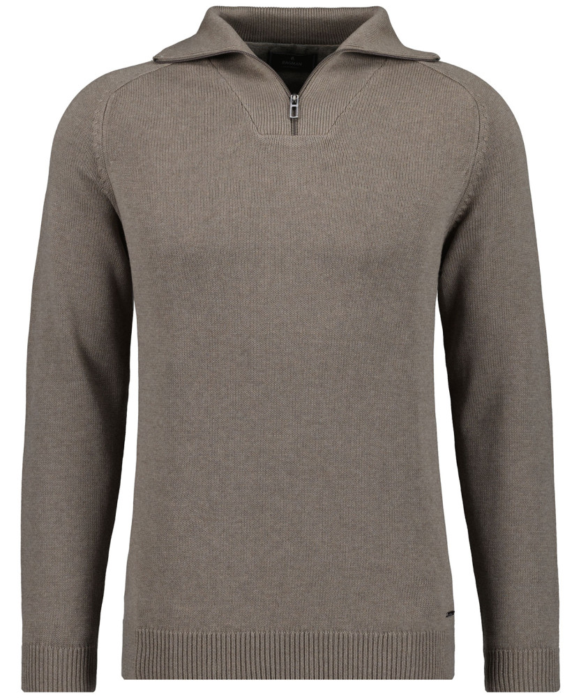Strickpullover mit Troyer-Kragen, Extra lang