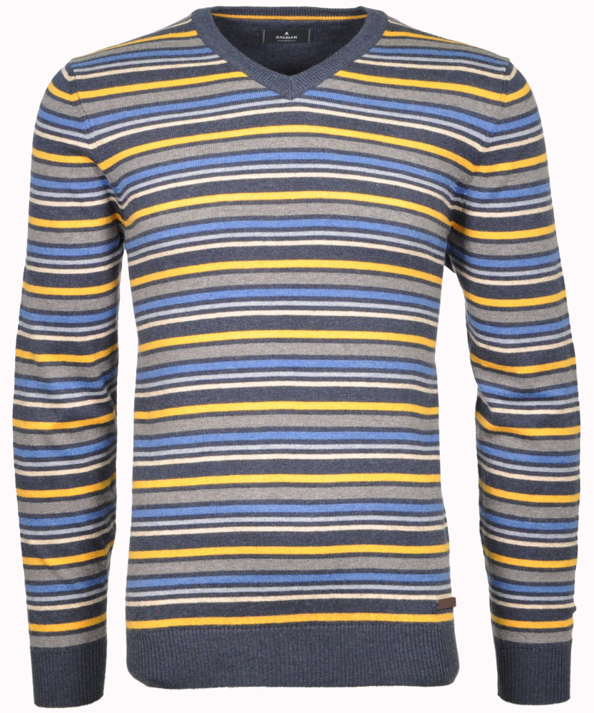 Pullover mit V-Ausschnitt und Streifen 