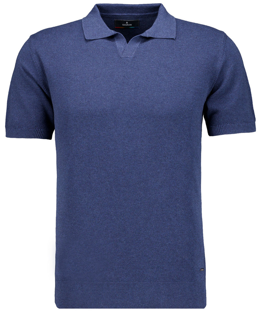 Knitted pullover with resort collar, short sleeve