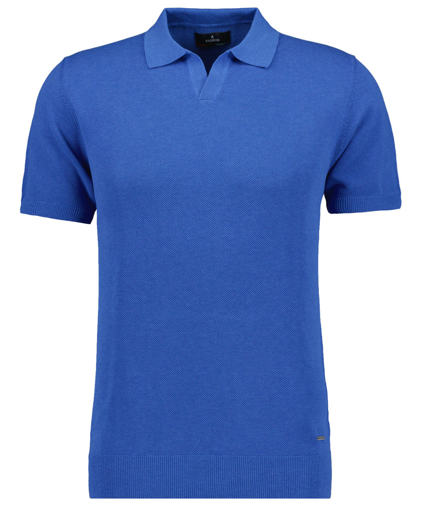 Knitted pullover with resort collar, short sleeve