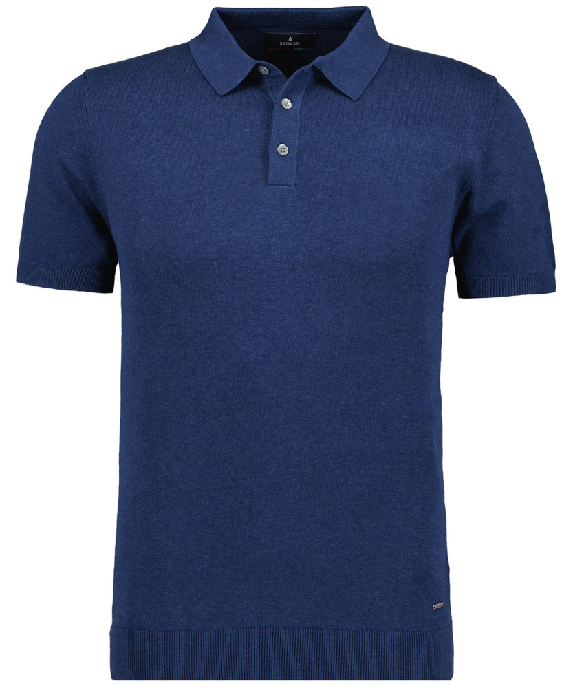 Knitted sweater short sleeve, polo collar
