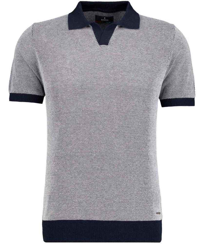Knitted pullover with resort collar, short sleeve
