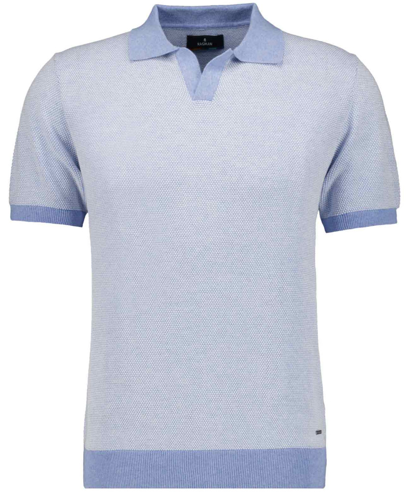 Knitted pullover with resort collar, short sleeve