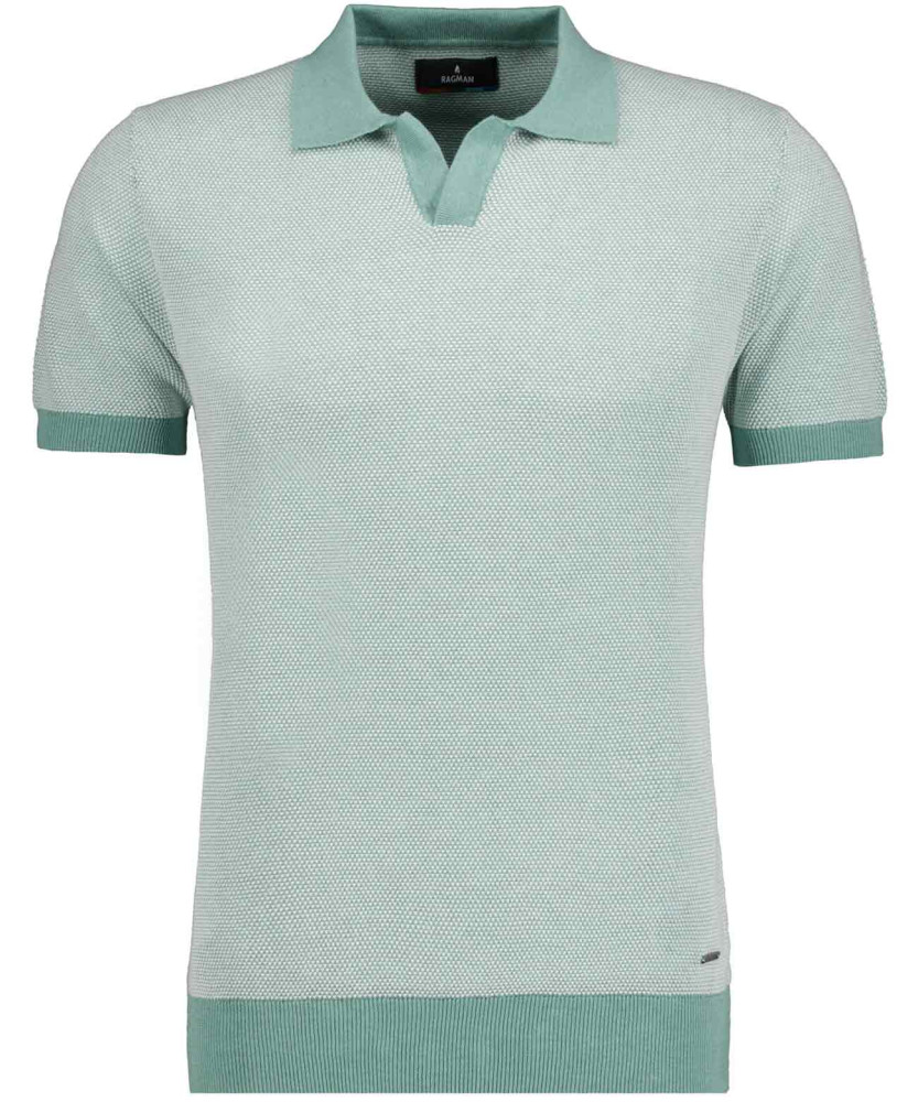 Knitted pullover with resort collar, short sleeve