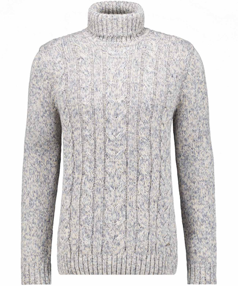 Rollkragen-Pullover Tweed, mit Zopfmuster