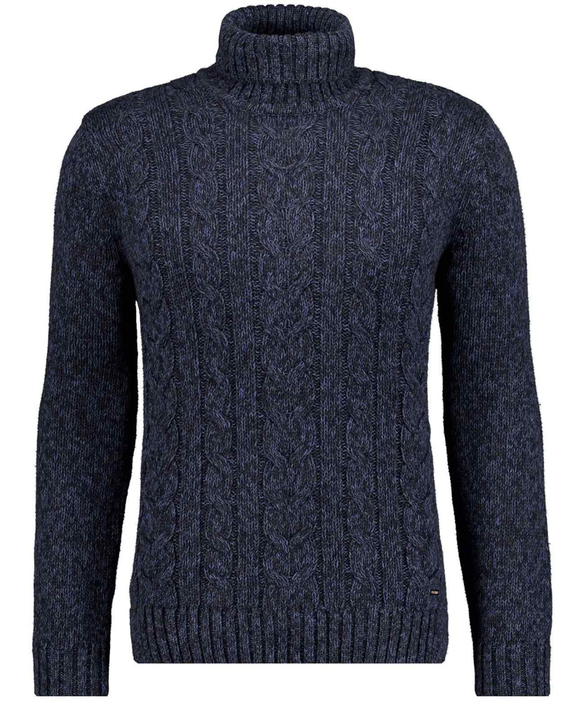 Knitted pullover with roll neck, cable knit