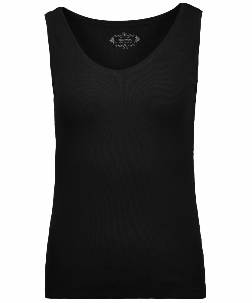 RAGWOMAN Shirt sleeveless, V-neck, 2x2 rib