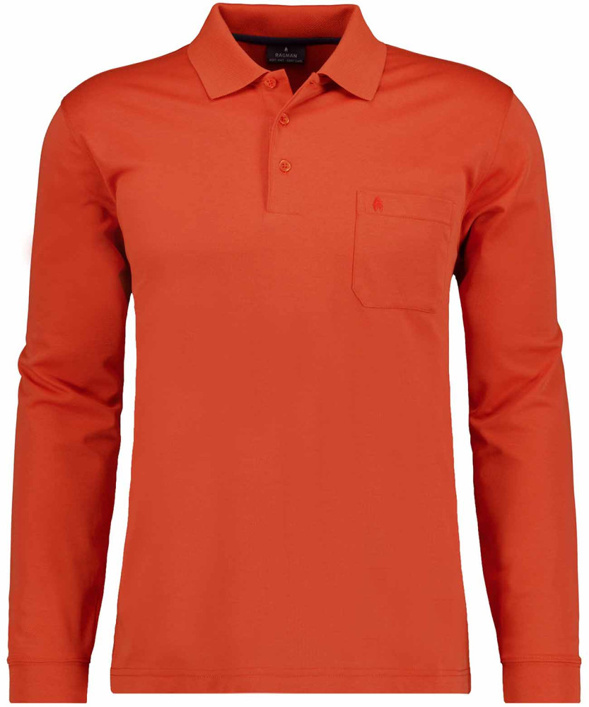 Softknit-Polo mit Brusttasche, Langarm