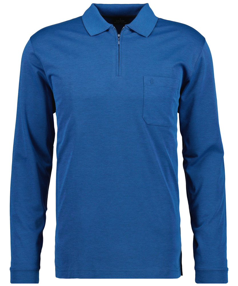 Softknit-Poloshirt mit Reissverschluss, Langarm