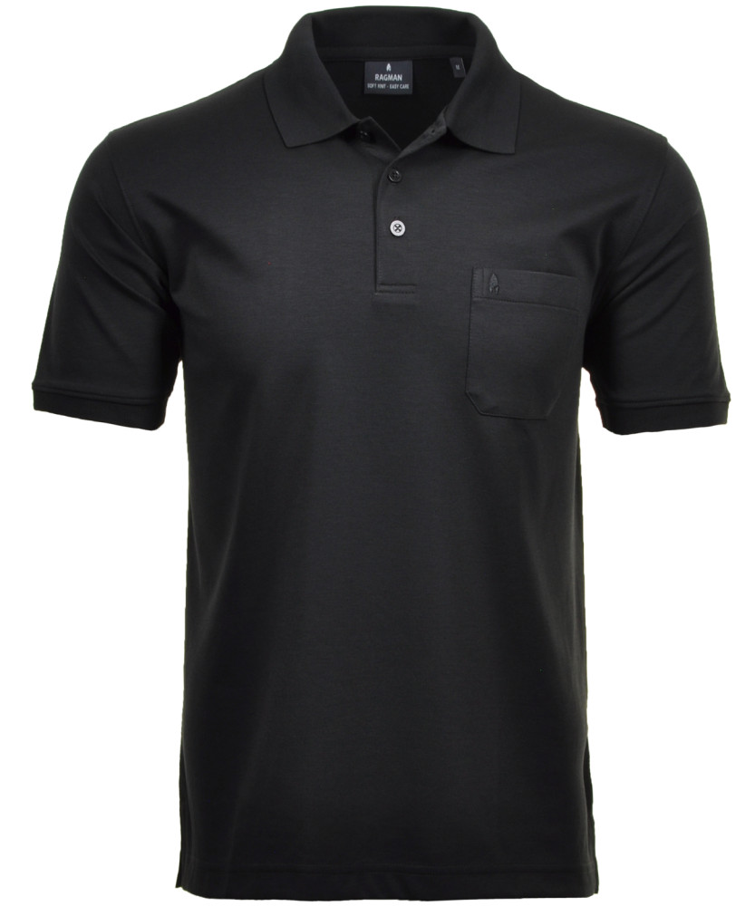 Softknit-Polo mit Brusttasche, kurzarm