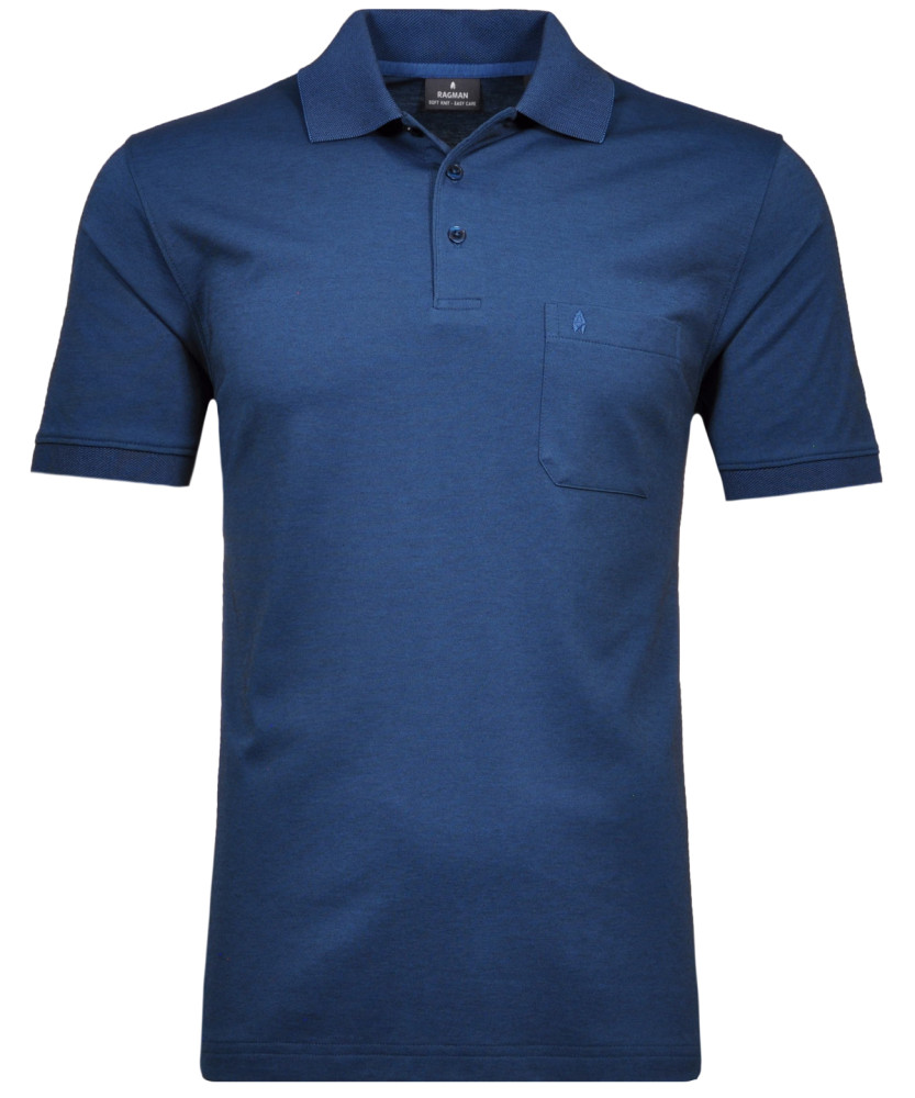 Softknit-Polo mit Brusttasche, kurzarm