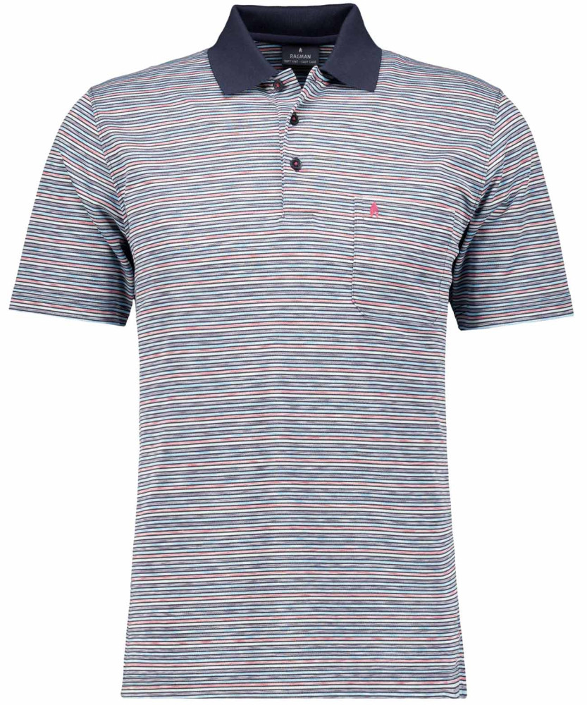 Softknit polo striped, short sleeve