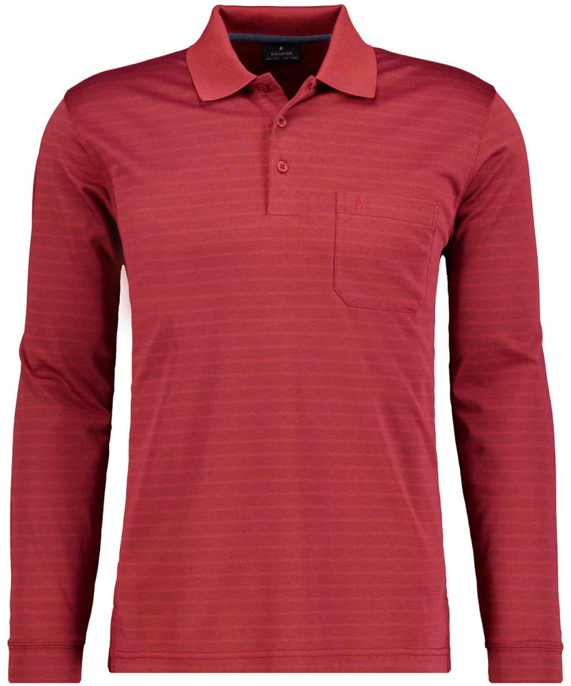 Softknit poloshirt striped, Langarm