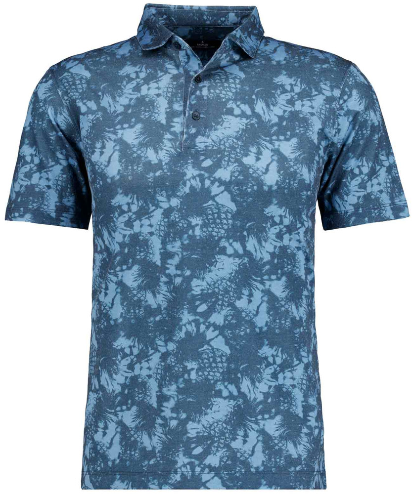 Sofktnit polo with multi print, short sleeve