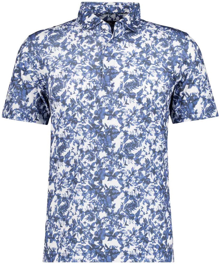 Sofktnit polo with multi print, short sleeve