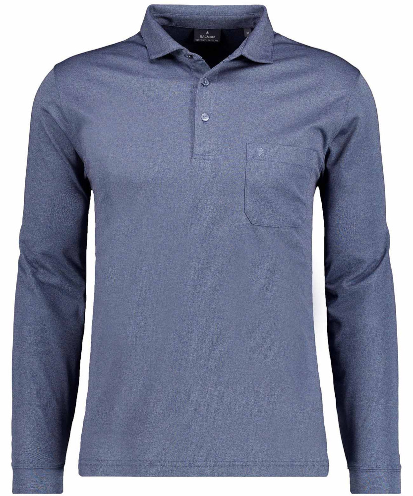 Softknit poloshirt solid, long sleeve
