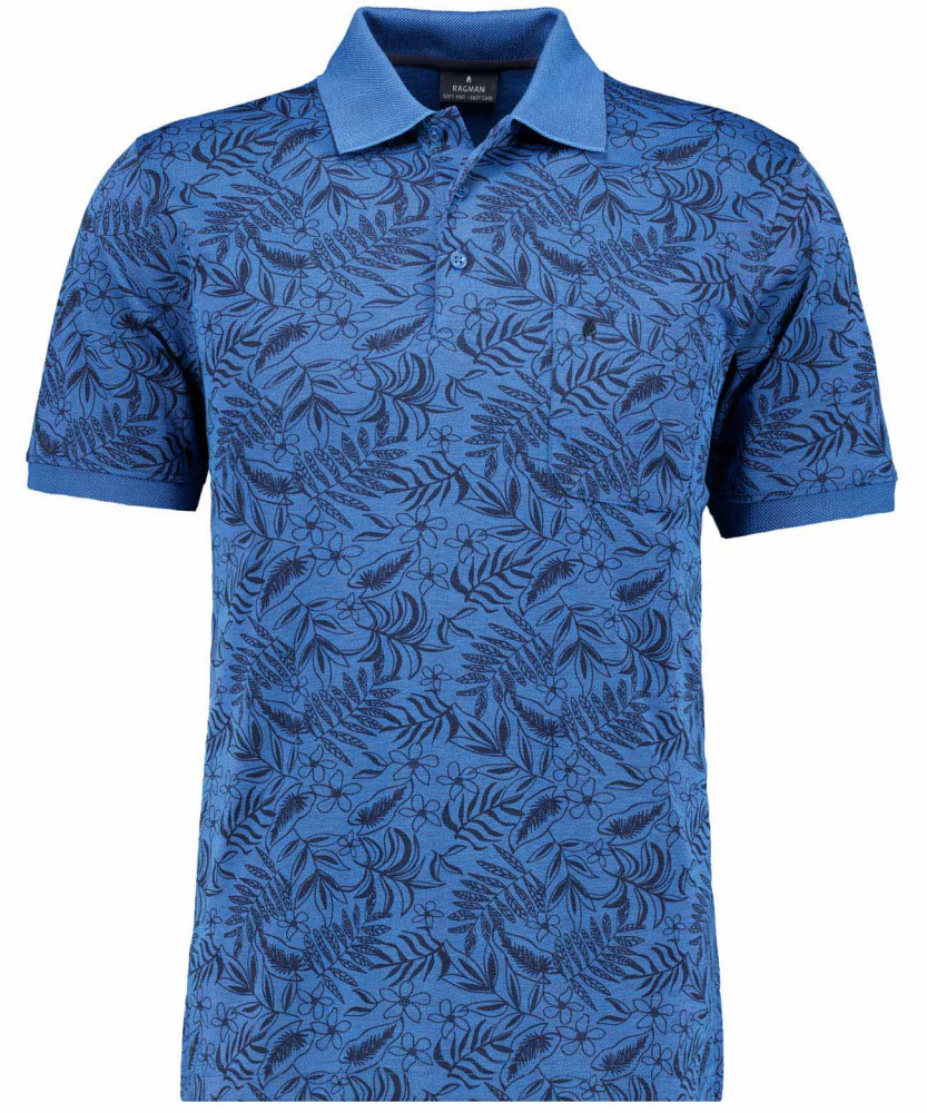 Softknit-Polo mit Alloverprint, kurzarm