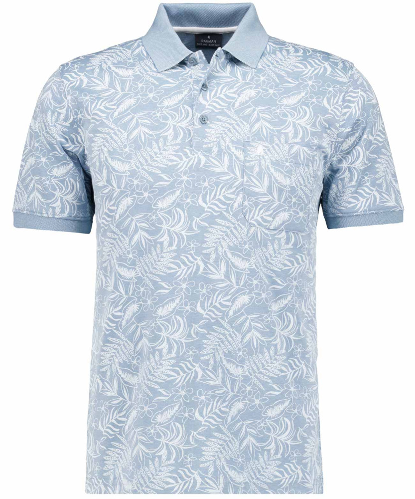 Softknit-Polo mit Alloverprint, kurzarm, TALL