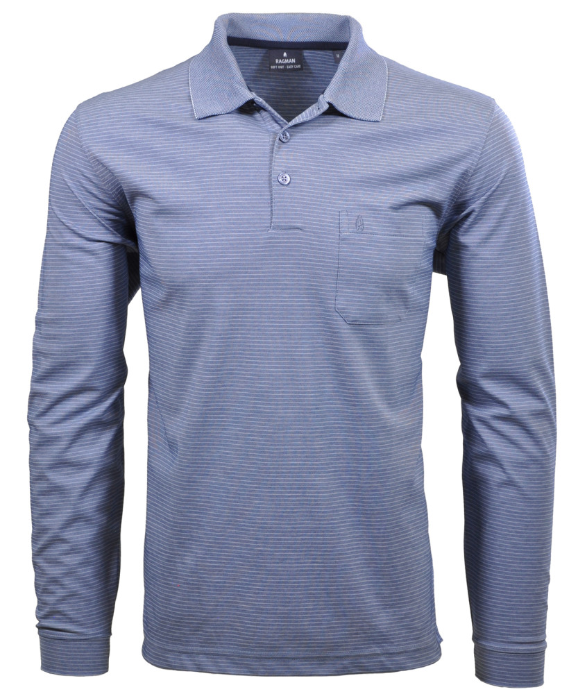 RAGMAN Softknit-Polo Fineliner, Langarm