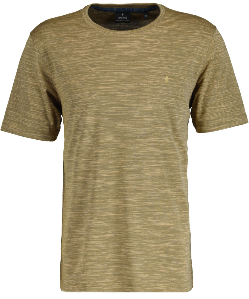 Softknit-T-Shirt mit Rundhals und Flamm-Optik