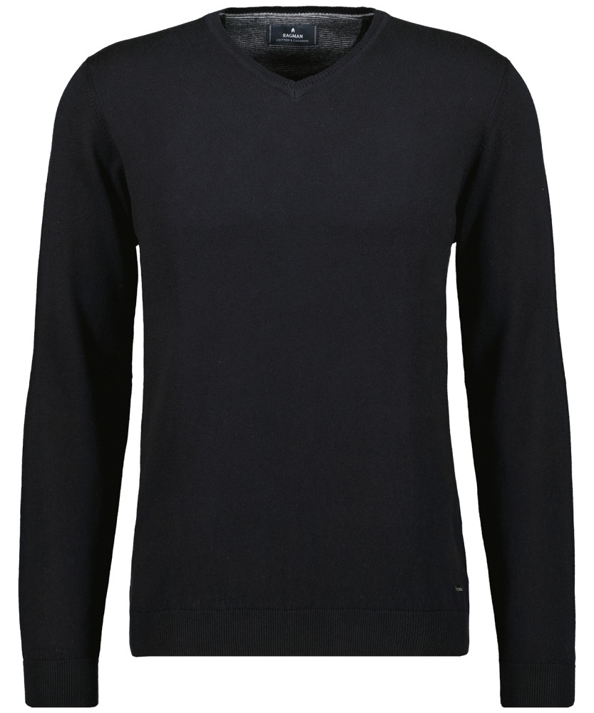 Knitted pullover with V neck, cotton/cashmere