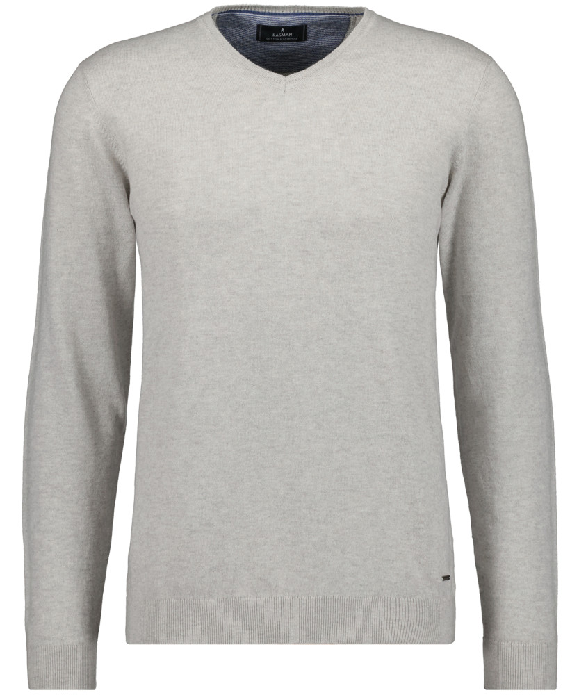 Knitted pullover with V neck, cotton/cashmere