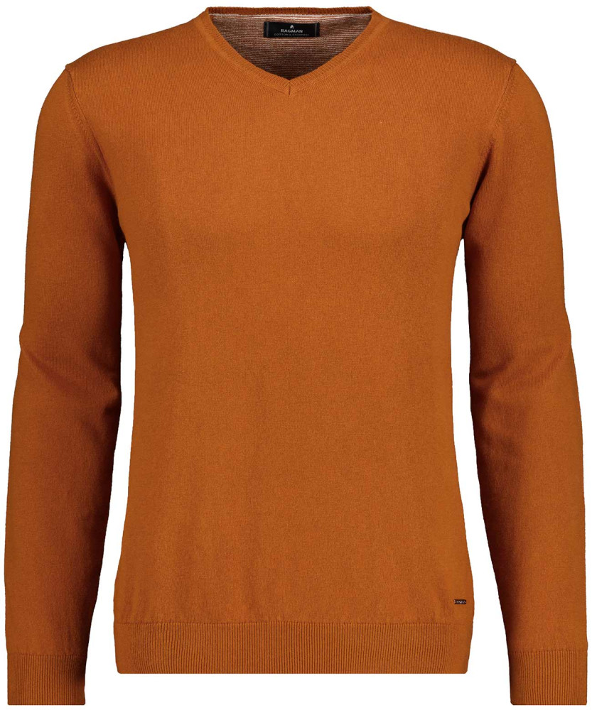 Knitted pullover with V neck, cotton/cashmere