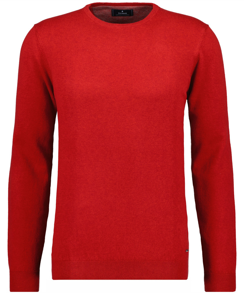 Knitted pullover with round neck, cotton/cashmere