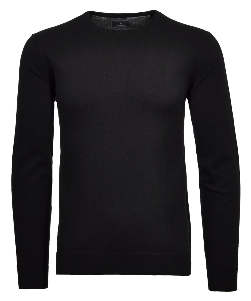 Knitted pullover with round neck, cotton/cashmere