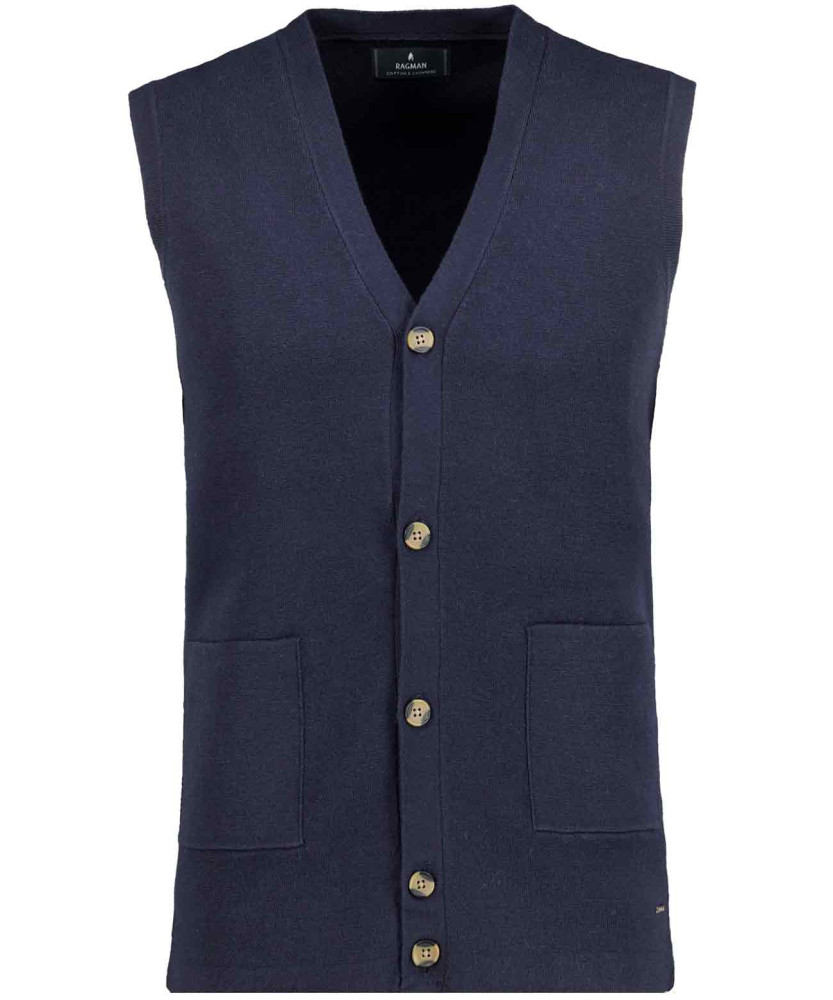 Knitted vest with pockets, cotton-cashmere