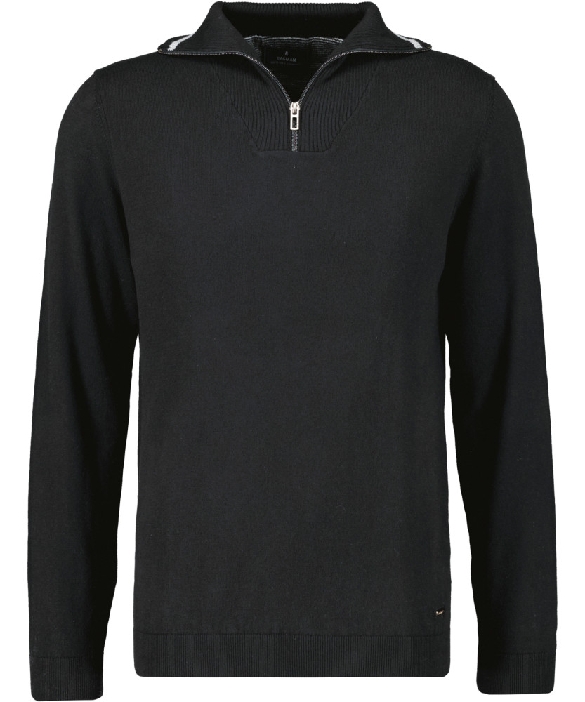Strickpullover mit Stehkragen und Zip