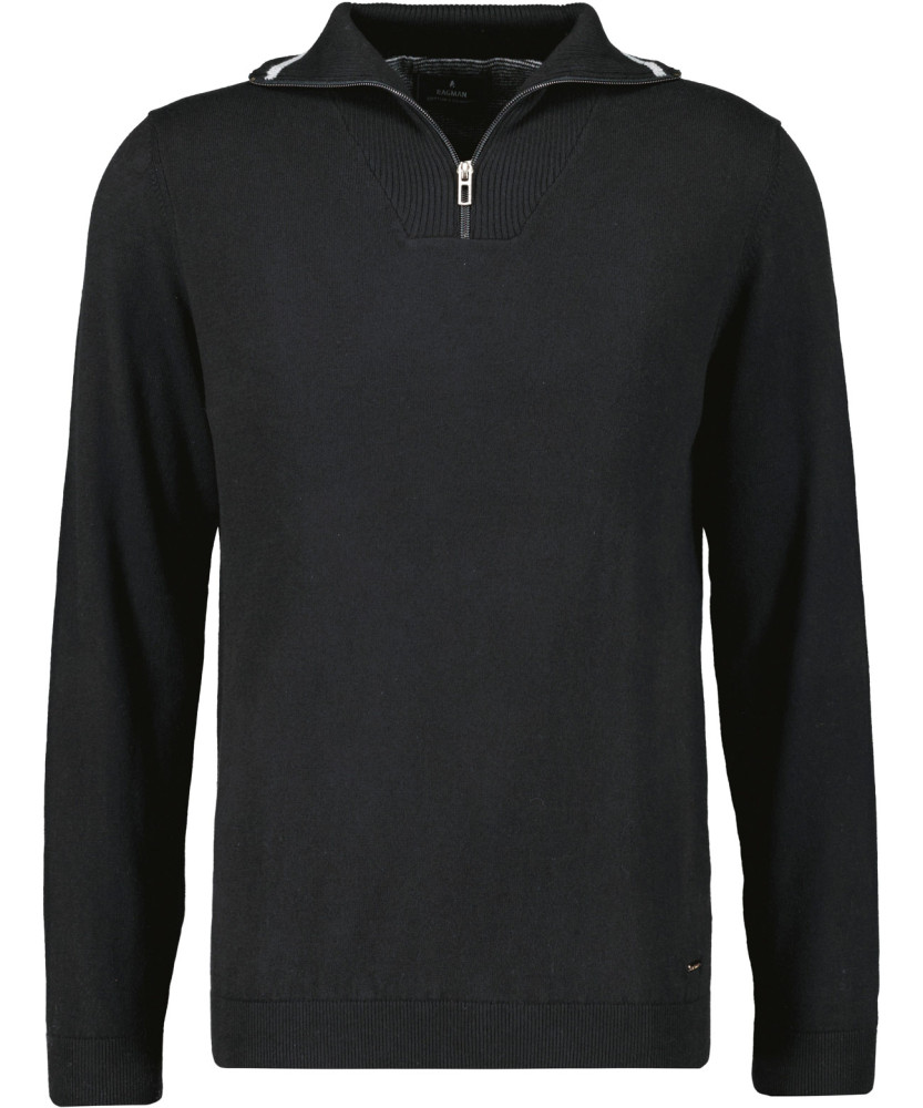 LONG & TALL Knitted pullover with stand up collar an zip