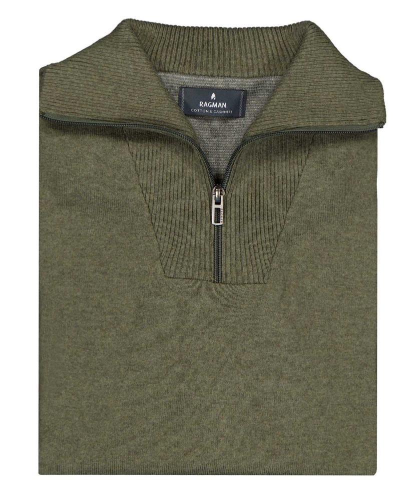 LONG & TALL Knitted pullover with stand up collar an zip