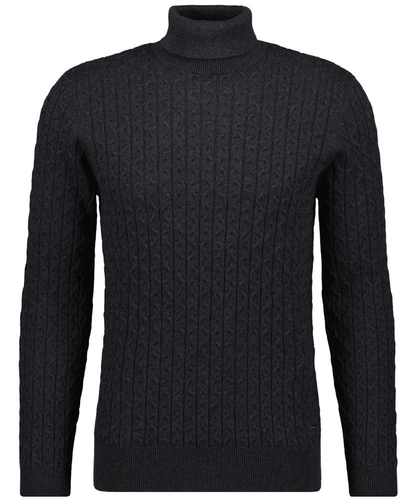 Knitted pullover with roll neck, cotton/cashmere