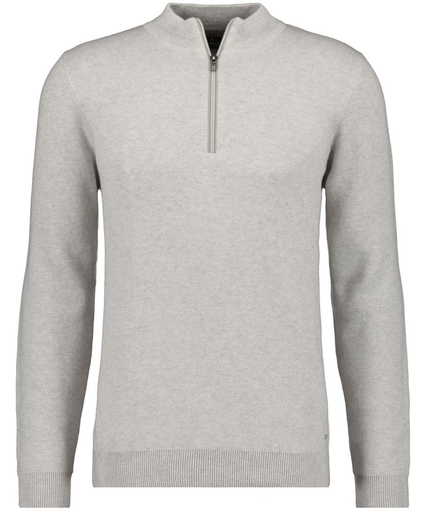 Knitted pullover with stand up collar, cotton/cashmere