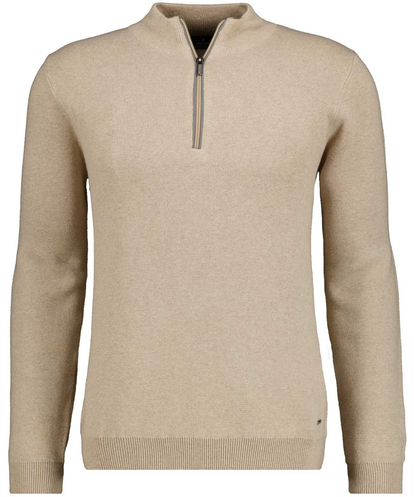 Knitted pullover with stand up collar, cotton/cashmere