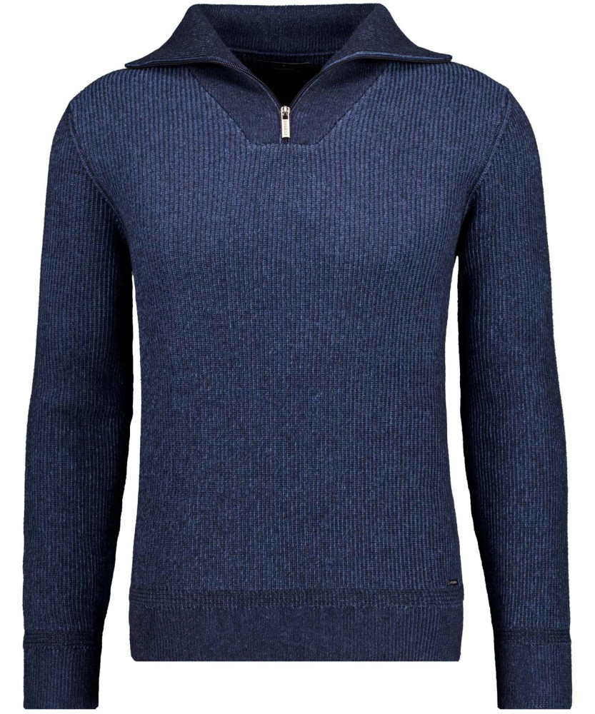 Strickpullover mit Troyer-Kragen, bicolour