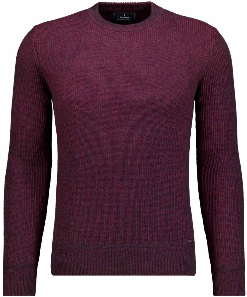 Knitted pullover round neck bicolour, cotton/cashmere