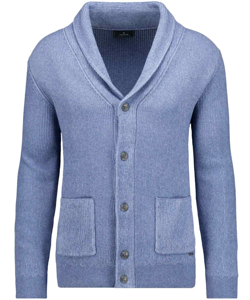 Knitted jacket with shawl collar, cotton-cashmere